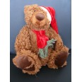 Medvídek Teddy s vánoční čepičkou, hnědá