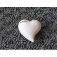 Kasička keramická Srdce, 12 cm, bílá, bílá