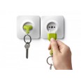 Nástěnný držák s klíčenkou QUALY Unplug, zelená klíčenka