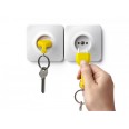 Nástěnný držák s klíčenkou QUALY Unplug, žlutá klíčenka