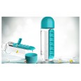 ASOBU multifunkční týdenní dávkovací láhev Pill Organizer tyrkys 600ml