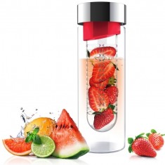 ASOBU skleněná láhev s infuserem FLAVOUR IT red&silver 480ml
